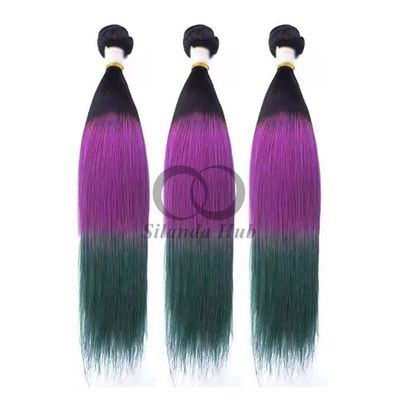 #T1B/Purple/Green Straight Remy Human Hair Bundles Sew In Weave Bundles Brazilian Bundle Deals