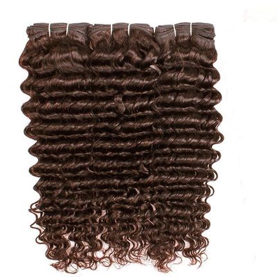 Un bon prix. #4 Medium Brown Deep Wave Remy Human Hair Bundles Cousins en tissu Bundles Brésiliens Bundle Deals en ligne