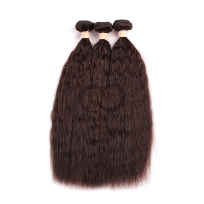 Good price #2 Dark Brown Kinky Straight Remy Human Hair Bundles Sew In Weave Bundles Brazilian Bundle Deals online