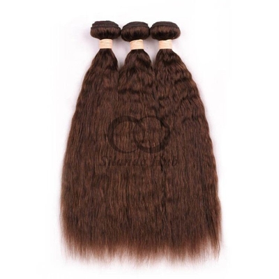 Good price #4 Medium Brown Kinky Straight Remy Human Hair Bundles Sew In Weave Bundles Brazilian Bundle Deals online