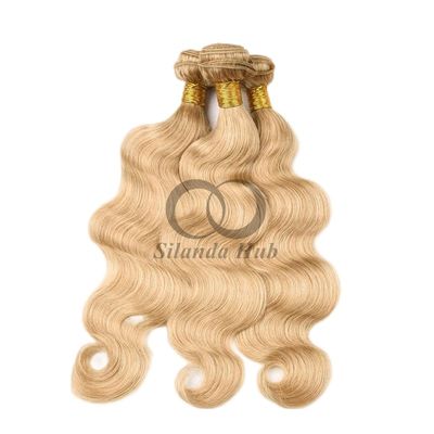 Un bon prix. #27 Honey Blonde Body Wave Remy Boucles de cheveux humains cousue en tissage Boucles de paquets brésiliennes en ligne