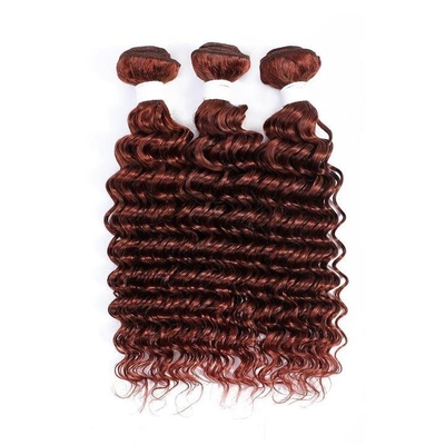 #33 Dark Auburn Deep Wave Remy Human Hair Bundles Sew In Weave Bundles Brazilian Bundle Deals