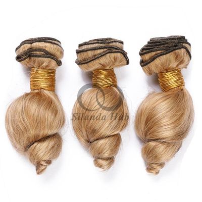 Un bon prix. #27 Honey Blonde Loose Wave Remy Boucles de cheveux humains cousue en tissage Boucles de paquets brésiliennes en ligne