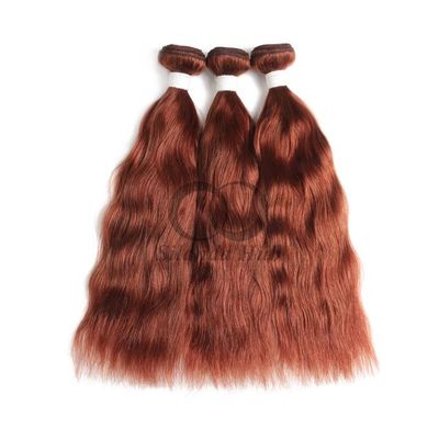 Un bon prix. # 33 Dark Auburn Natural Wave Remy Boucles de cheveux humains cousues en tissage Boucles de packs brésiliennes en ligne