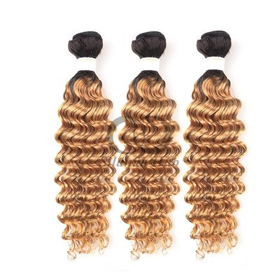 Un bon prix. #T1B/27 Deep Wave Remy Boucles de cheveux humains cousues en tissus Boucles de paquets brésiliennes en ligne
