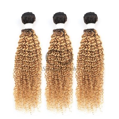 Un bon prix. #T1B/27 Kinky Curly Remy Boucles de cheveux humains cousues en tissage Boucles de paquets brésiliennes en ligne
