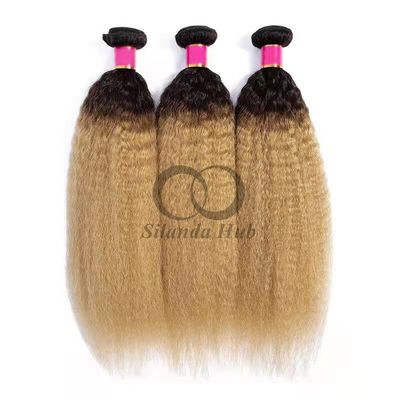 Un bon prix. #T1B/27 Kinky Straight Remy Boucles de cheveux humains cousues en tissage Boucles de paquets brésiliennes en ligne