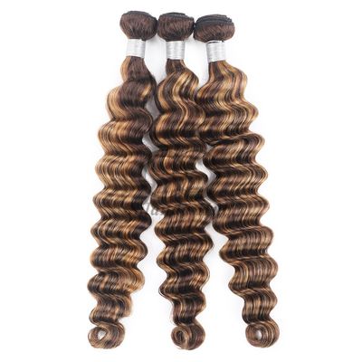 Un bon prix. #P4/27 Deep Wave Remy Boucles de cheveux humains cousues en tissus Boucles de paquets brésiliennes en ligne