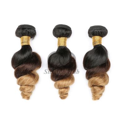 Un bon prix. #T1B/4/27 Vague lâche Remy Boucles de cheveux humains cousue en tissage Boucles de paquets Brésiliennes en ligne
