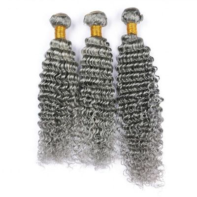 Un bon prix. Grey Deep Wave Remy Boucles de cheveux humains cousues en tissage Boucles de paquets brésiliennes en ligne