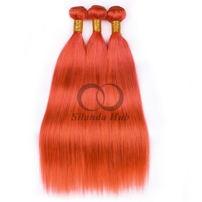 Orange Red Straight Remy Human Hair Bundles Sew In Weave Bundles Brazilian Bundle Deals