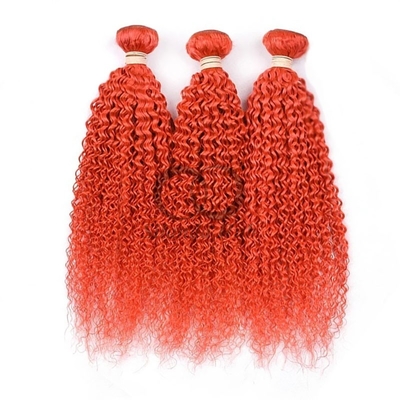 Good price Orange Red Kinky Curly Remy Human Hair Bundles Sew In Weave Bundles Brazilian Bundle Deals online