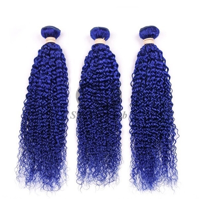 Good price Blue Kinky Curly Remy Human Hair Bundles Sew In Weave Bundles Brazilian Bundle Deals online