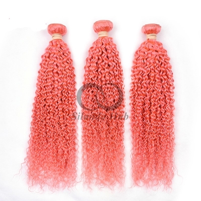 Good price Pink Kinky Curly Remy Human Hair Bundles Sew In Weave Bundles Brazilian Bundle Deals online