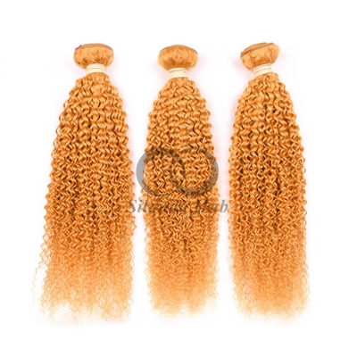 Good price Orange Kinky Curly Remy Human Hair Bundles Sew In Weave Bundles Brazilian Bundle Deals online