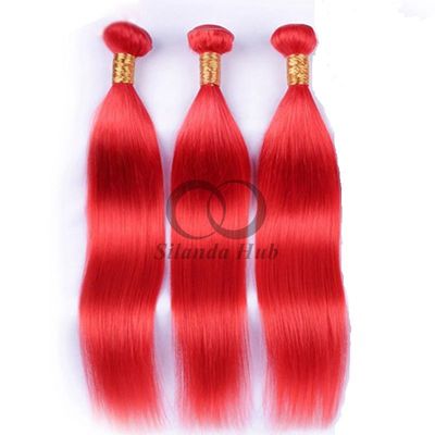 Un bon prix. Red Straight Remy Boucles de cheveux humains cousue en tissage Boucles de paquets brésiliennes en ligne