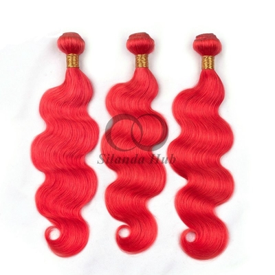 Red Body Wave Remy Human Hair Bundles Sew In Weave Bundles Brazilian Bundle Deals