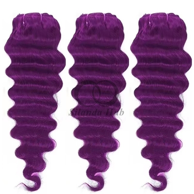 Good price Purple Loose Deep Wave Remy Human Hair Bundles Sew In Weave Bundles Brazilian Bundle Deals online