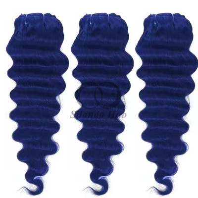 Good price Blue Loose Deep Wave Remy Human Hair Bundles Sew In Weave Bundles Brazilian Bundle Deals online