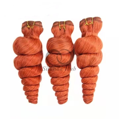 Orange Red Loose Wave Remy Human Hair Bundles Sew In Weave Bundles Brazilian Bundle Deals
