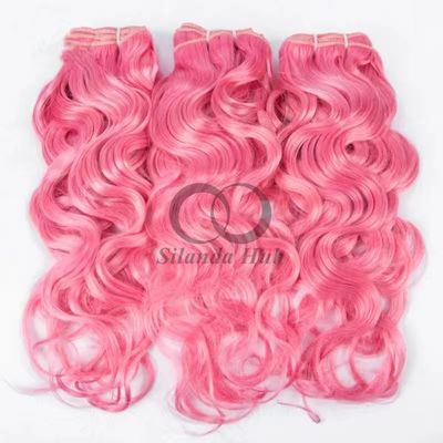 Un bon prix. Vague d'eau rose Remy Boucles de cheveux humains cousue en tissage Boucles de paquets brésiliennes en ligne