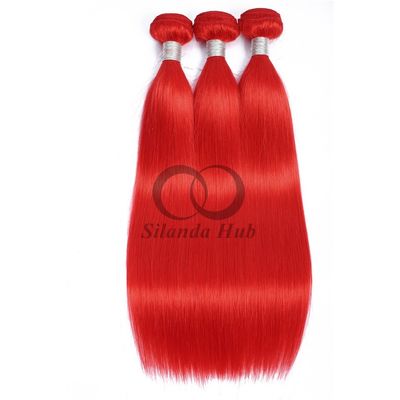 Un bon prix. Red Straight Remy Boucles de cheveux humains cousue en tissage Boucles de paquets brésiliennes en ligne
