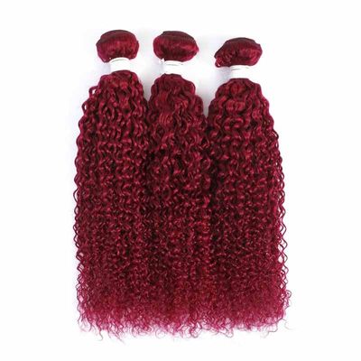 Un bon prix. Bourgogne Kinky Bouclé Remy Boucles de cheveux humains Cousue en tissage Boucles Brésilienne Boucle Offres en ligne