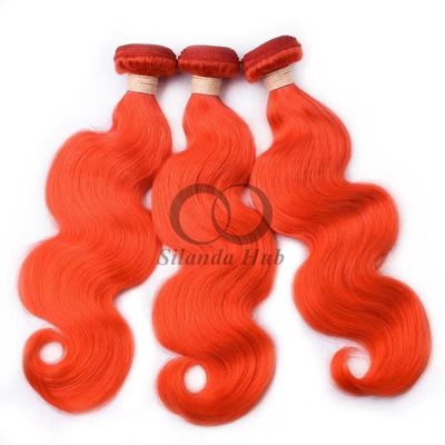 Un bon prix. Orange Rouge Body Wave Remy Boucles de cheveux humains cousue en tissus Boucles de paquets brésiliennes en ligne