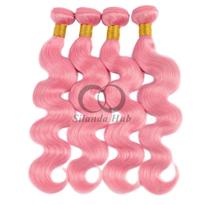 Pink Body Wave Remy Human Hair Bundles Sew In Weave Bundles Brazilian Bundle Deals
