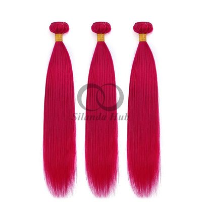 Un bon prix. Rose Rouge Droite Rémy Boucles de cheveux humains Coiffure en tissage Bouquets Brésiliens Bouquet Offres en ligne