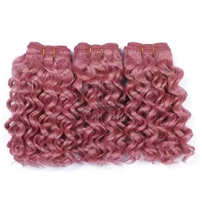 Un buen precio. Rosado Curly profundo Remy Ramos de pelo humano Coser en tejido Ramos de paquetes brasileños en línea