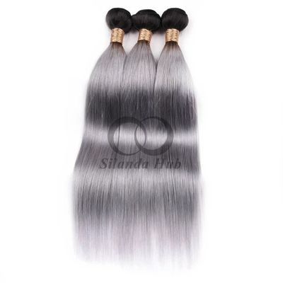 Un buen precio. #T1B/Grey Straight Remy Bündel de cabello humano Cosido en tejido Bündel Brasileño Bündel ofertas en línea