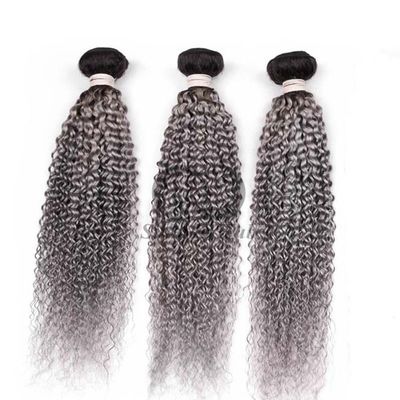 Un buen precio. #T1B/Grey Kinky Curly Remy Hacienda de Cabello Humano Cosido en Tejido Hacienda de Hacienda Brasileña en línea