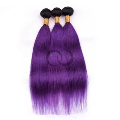 Un buen precio. #T1B/Purple Straight Remy Bundles de Cabello Humano Cosido en Tejido Bundles Brasileños Bundle Deals en línea