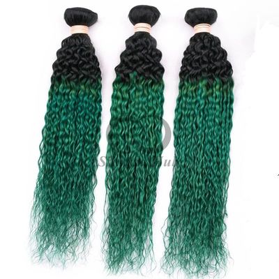 Un buen precio. #T1B/Green Kinky Curly Remy Bündels de cabello humano Cosido en tejido Bündels Brasileño Bündel ofertas en línea