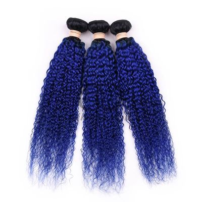 Un buen precio. #T1B/Blu Kinky Curly Remy Hacienda de Cabello Humano Cosida en Tejido Hacienda Brasileña Hacienda de Hacienda en línea