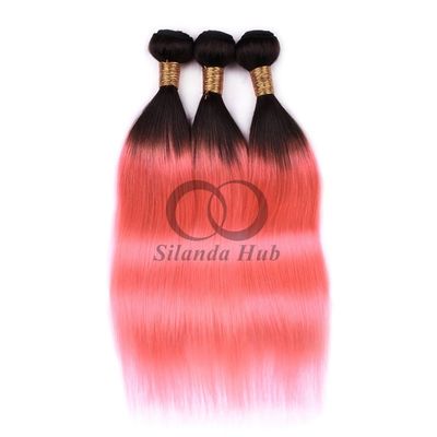 Good price #T1B/Pink Straight Remy Human Hair Bundles Sew In Weave Bundles Brazilian Bundle Deals online