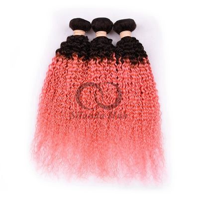 Un buen precio. #T1B/Pink Kinky Curly Remy Banderas de Cabello Humano Coser en tejido Banderas de paquetes brasileñas en línea