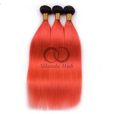 Un bon prix. #T1B/Orange Red Straight Remy Boucles de cheveux humains cousues en tissage Boucles de paquets Brésiliennes en ligne