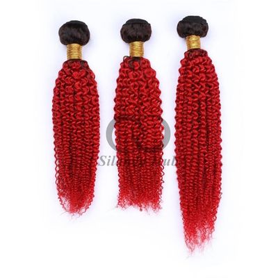 Un buen precio. #T1B/Red Kinky Curly Remy Hacienda de Cabello Humano Cosida en Tejido Hacienda Brasileña Hacienda de Hacienda en línea