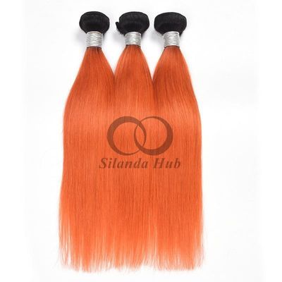 سعر جيد #T1B/Orange Red Straight Remy حزمة شعر بشري خياطة في حزمة النسيج الانترنت
