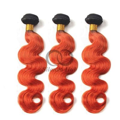 سعر جيد #T1B/Orange Red Body Wave Remy حزمة شعر بشري خياطة في حزمة نسيج الانترنت