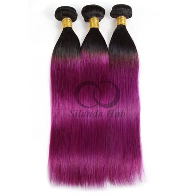 Un buen precio. #T1B/Purple Straight Remy Bundles de Cabello Humano Cosido en Tejido Bundles Brasileños Bundle Deals en línea