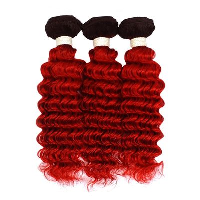 #T1B/Red Deep Wave Remy Human Hair Bundles Sew In Weave Bundles Brazilian Bundle Deals