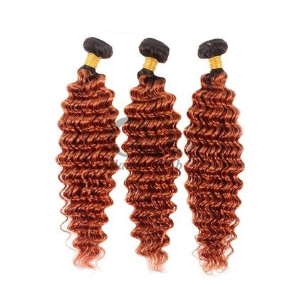 سعر جيد #T1B/Ginger Deep Wave Remy حزمة شعر بشري خياطة في حزمة نسيج الانترنت