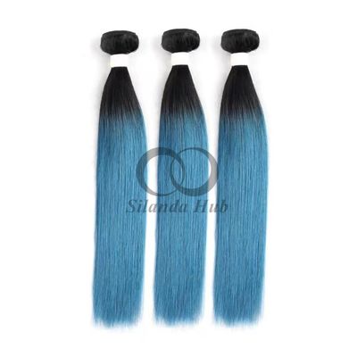 Un bon prix. #T1B/Blue Straight Remy Boucles de cheveux humains cousues en tissus Boucles de paquets brésiliennes en ligne