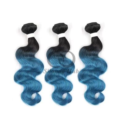 Un bon prix. #T1B/Blue Body Wave Remy Boucles de cheveux humains cousues en tissus Boucles de paquets brésiliennes en ligne