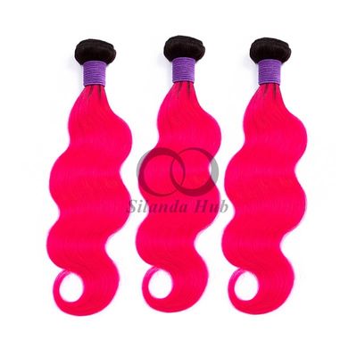 #T1B/Pink Body Wave Remy Human Hair Bundles Sew In Weave Bundles Brazilian Bundle Deals
