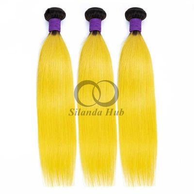Un buen precio. #T1B/Yellow Straight Remy Ramos de cabello humano cosidos en tejido Ramos de paquetes brasileños en línea