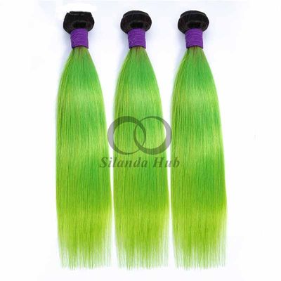 Un bon prix. #T1B/Green Straight Remy Boucles de cheveux humains cousues en tissus Boucles de paquets brésiliennes en ligne